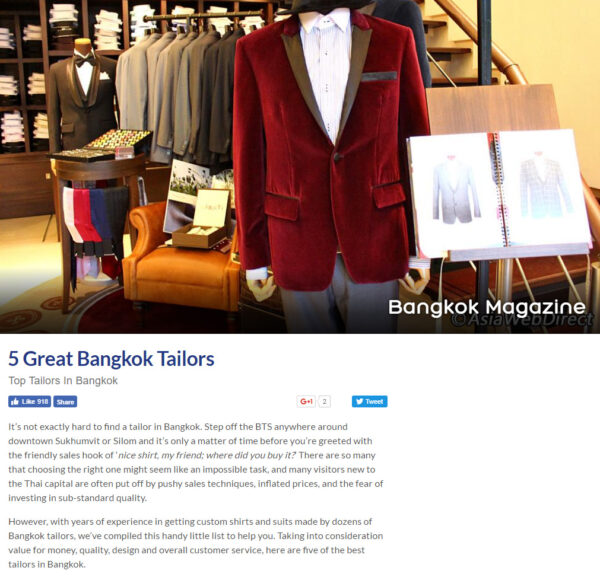 Bangkok.com : 5 Great Bangkok Tailor - Universal Tailors